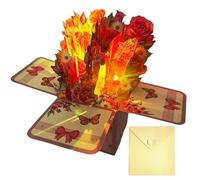 Greeting Cards Flowers, 3D Mother's Day Flower Bouquet Card, 8.5x6.97 inches Musical Light-Up Paper, Blank Note Card for Envelope, Message decorativo floral