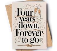 Greeting Cards for Everyone Tarjeta de 4º Aniversario para Hombre o Mujer - Aniversario Gracioso para Marido, Novio o Novia- Regalo Original, Tarjeta de San Valentín para Pareja - NUM 172