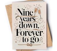 Greeting Cards for Everyone Tarjeta de 9º Aniversario para Hombre o Mujer - Aniversario Gracioso para Marido, Novio o Novia - Regalo Original, Tarjeta de San Valentín para Pareja - NUM 177