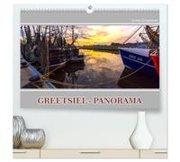 Greetsiel-Panorama (hochwertiger Premium Wandkalender 2026 DIN A2 quer), Kunstdruck in Hochglanz: Das Fischerdorf Greetsiel im Panorama-Format bezaubert mit seinen Mühlen und dem malerischen Hafen