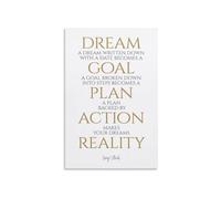Greg Motivational Quote Dream Goal Plan Action Reality Poster Success Print Wall-Art Home Office Decor Gift(Framed,16x24inch(40x60cm))