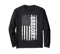 Gregory Nombre Personal Flag American Flag Retro Mujeres Manga Larga