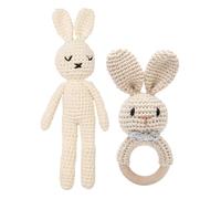 Greifringe Baby Babyrassel Gehäkelt Greifling Baby Holz gehäkelte Babyrassel Handmade Rassel Greifling Baby Rassel Beißring Holz Babyrassel Greifling Spielzeug Häkel Rassel Geschenk zur Geburt