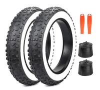 GRELiving Juego de 2 neumáticos para bicicleta eléctrica de 20 x 4,0 pulgadas, 98-406, 20 psi, borde blanco (2 neumáticos+2 mangueras+2 palancas de neumáticos), 20 x 4,0 pulgadas
