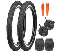 GRELiving Neumático de Bicicleta 20x2.125 Pulgadas, 30 TPI, para Mountain Bike/Bici Ciudad/BMX, Negro (2 neumáticos + 2 cámaras de Aire + 2 Desmontables)