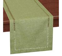 Grelucgo Camino de Mesa de Comedor pequeño Hecho a Mano, Color sólido, Bufanda de tocador, Doble Dobladillo (Verde Salvia, 14 x 48 Pulgadas)
