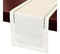 Grelucgo Camino de Mesa de Comedor pequeño Hecho a Mano de Color sólido, Bufanda de tocador, Doble Costura (Crema, 14 x 48 Pulgadas)
