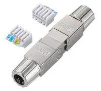 Greluma 1 Pieza Acoplador RJ45 CAT6A/CAT6E/CAT6/CAT5E/CAT5 sin herramientas, extensor de cable Ethernet blindado sin herramientas para cables de red CAT6