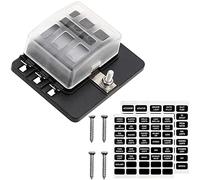 Greluma 1 Pieza Caja de fusibles de cuchilla de 6 vías DC 12 V-24 V, bloque de fusibles con indicador LED, cubierta de protección para automotor, coche, barco, triciclo marino