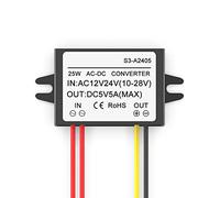 Greluma 1 Pieza Convertidor Buck de AC 12V 24V a DC 5V 5A 25W, módulo de Fuente de alimentación Reductor de Entrada de 10-28V AC-DC, Reductor de regulador de Voltaje a Prueba de Agua