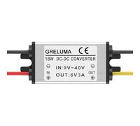 Greluma 1 pieza convertidor de voltaje reductor de DC 12V,24V a 6V,3A(entradas de 9 a 40V),reductor de voltaje del regulador de potencia de 18W para sistema solar de coche,camión,barco