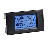 Greluma 1 Pieza DC 6.5-100V 20A Pantalla LCD Voltaje de corriente digital Medidor de energía de energía Multímetro Amperímetro Voltímetro, 4 en 1 Digital Amp Volt Watt Kwh Meter Tester Gauge