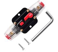 Greluma 1 Pieza Fusible de reinicio del disyuntor en línea de 30A, portafusibles de reinicio de 12V-24V DC con reinicio manual para protección del sistema de audio de barcos marinos automotrices