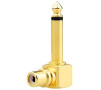 Greluma 1 Pieza RCA a TS 1/4" convertidor Adaptador de Audio, RCA Hembra a Conector de micrófono Mono Macho de 6,35mm, Conector Jack de Guitarra de Cobre Chapado en Oro de ángulo Recto de 90 Grados