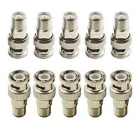 Greluma 10 piezas F a conector BNC, adaptador coaxial BNC macho a F hembra 75 ohmios, RG6, conector RG59 para escáner, cámara