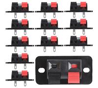 Greluma 12 Piezas bloque de terminales de altavoz de 2 vías, conector de placa de tira de terminales de altavoz, clip de conexión de resorte de altavoz, tipo de liberación por empuje