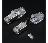 Greluma 12PCS Extremo CAT7,Conectores RJ45 blindados de metal Conector modular - FTP 8P8C Red RJ45 Conector Ethernet de crimpado de cable (orificio de cable de 1,5mm) con fundas de alivio de tensión