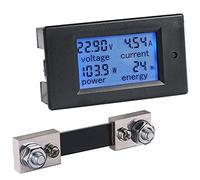 Greluma 1PC DC 6.5-100V 100A Pantalla LCD Voltaje de corriente digital Medidor de energía de energía Multímetro Amperímetro Voltímetro, 4 en 1 Digital Amp Volt Watt Kwh Meter Tester Gauge con Shunt