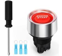 Greluma 1PC Interruptor de arranque momentáneo universal SPST de 12V-24V 50A,interruptor de encendido de arranque por empuje,botón de parada de arranque de motor de coche LED para coche,camión,RV,ATV