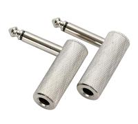 Greluma 2 pcs altacalidad TS macho de 6,35mm a hembra conector metal resistente de 6,35mm,conector mono de 1/4" a conector mono 1/4" para guitarra mezclador altavoz KTV,niquelado