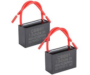 Greluma 2 piezas 1.5uF 450V AC CBB61 Condensador de ventilador de techo 50/60Hz Motor, sin polaridad, 2 cables