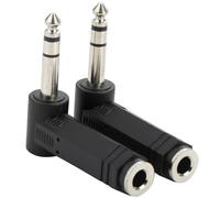 Greluma 2 Piezas Adaptador de Audio estéreo de ángulo Recto de 6,35 mm Macho a 6,35 mm Hembra, Conector TRS de 1/4" de 90 Grados a Conector de 1/4" para Mezclador de Guitarra eléctrica, Altavoz y KTV