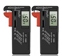 Greluma 2 Piezas Comprobador de batería digital, Comprobador de batería universal Probadores de batería domésticos para AAA AA C D 9V 1.5V Baterías pequeñas Pila de botón