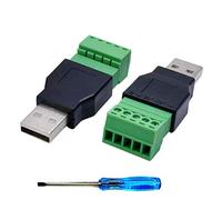 Greluma 2 Piezas Conector de Bloque de Terminales de Tornillo USB 2.0 A con un Destornillador, Enchufe Macho USB 2.0 A a Perno Hembra de 5 Pines