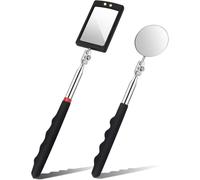 Greluma 2 Piezas Espejo de inspección telescópico Iluminado, Flexible, retráctil, LED, para automoción, Redondo, con Herramientas de captación de luz.