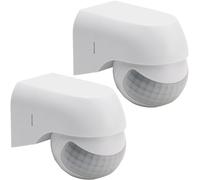 Greluma 2 Piezas IP44 bajo Techo/Exteriores Impermeable Sensor Movimiento infrarrojo PIR, Rango detección hasta 12 m a 180°, AC 220-240V Vivienda Blanca