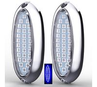 Greluma 2 Piezas Luces marinas impermeables de 12/24V para embarcaciones,acero inoxidable,30 LED,iluminación subacuática,luces de popa,luces de navegación,luces de escape,lámpara de cortesía