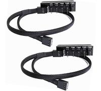 Greluma 2 Piezas PWM Fan Hub PC 5 Way Splitter Sleeved PWM Fan Splitter Hub Adaptador Cable para 12 V Computadora de escritorio Refrigerador Caso Ventiladores 4 pines y 3 pines