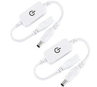 Greluma 2 piezas tira de luces LED de un solo color de 12-24V 4A controlador de brillo, interruptor de encendido/apagado, interruptor táctil en línea, mini atenuador LED de DC(color blanco)