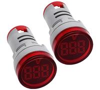 Greluma 2 Piezas Voltímetro Digital de AC de 12-500V, medidor de voltaje, medidor de voltaje, pantalla LED de Color rojo de 110V, 220V y 380V con cabezal redondo pequeño de 22mm