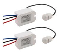 Greluma 2Pcs Interruptor de sensor de infrarrojos,Mini detector de movimiento por infrarrojos para instalación en interiores,Detector de movimiento incorporado de 220V,Rango de detección de 8 m a 360°