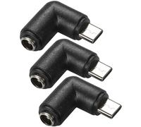 Greluma 3 Piezas Adaptador de Codo DC de 5,5 mm x 2,1 mm a USB C, ángulo Recto de 90 Grados DC 5521 Hembra a Conector Macho Tipo C Adaptador de Fuente de alimentación de 5 V