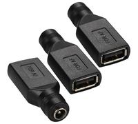 Greluma 3 Piezas Adaptador de Corriente USB A a DC, convertidor de Conector USB 2.0 Hembra a Conector Hembra de 5,5 x 2,1 mm para Cargar computadoras portátiles