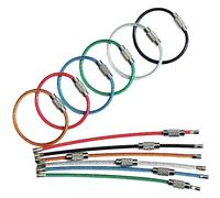 Greluma 36 Pcs Llaveros de alambre de acero inoxidable Cable Etiquetas para equipaje de alta resistencia Lazos Portaetiquetas Barril giratorio de 2 mm 10 cm / 4 "de largo