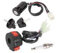 Greluma 4 Hilos Llave de interruptor de encendido con tapa+3 funciones de interruptor de arranque izquierdo + bujía para 50 cc 70 cc 90 cc 110 cc 125 cc 150 cc ATV 4 Wheeler Apollo Scooter partes