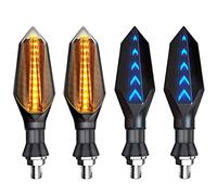 Greluma 4 Piezas 12V Universal Motocicleta Intermitente Indicador de Señal Intermitente Luz ámbar de Doble Color 17 LEDs Lámpara ámbar Azul