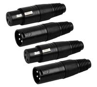 Greluma 4 Piezas Conectores XLR de 3 pines, 2 pares de conectores XLR macho hembra, enchufe de cable de micrófono, toma de audio para micrófono, carcasa negra