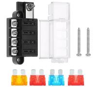 Greluma 4 vías Bloque de fusibles de cuchilla,soporte de caja de fusibles impermeable de 12V con cubierta,caja de fusibles de 4 circuitos para auto,camiones,barcos,vehículos recreativos marinos