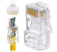 Greluma 40 Piezas El paso de RJ45 CAT6 a través de los conectores termina el enchufe final de red plateado oro de Ethernet