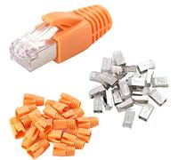 Greluma 40Pcs Conectores RJ45 blindados de metal CAT6 Extremo de enchufe modular CAT6A - FTP 8P8C Conector Ethernet de crimpado de cable (Orificio de alambre de 1,2mm) con fundas de alivio de tensión