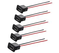 Greluma 5 Piezas Enchufe USB 3A de 2 pines, conector USB hembra de 2 hilos con hebilla de ranura a presión