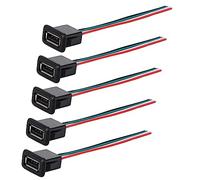 Greluma 5 Piezas Enchufe USB 3A de 4 pines, conector USB hembra de 4 hilos con hebilla de ranura a presión