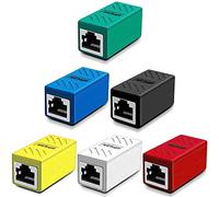 Greluma 6 Piezas Acoplador RJ45, Acoplador de Red, Conectores Ethernet, Acoplador en línea Blindado para Conector Extensor de Cable Ethernet Cat7/Cat6/Cat5e/Cat5 - Hembra a Hembra (6 Colores)