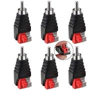 Greluma 6 Piezas Adaptador de Cable RCA a Altavoz, Altavoz de Subgraves, Phono RCA Macho a AV, 2 Terminales de Tornillo, Vídeo, Audio, Resorte, Tipo de Presión, Balun para CCTV