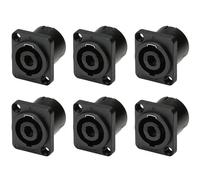 Greluma 6 piezas conector de enchufe montaje en panel altavoz de 4 polos,adaptador de bloqueo giratorio de gato redondo hembra altavoz de audio de 4 pines para nl4mp,nl4mpr,nl4fc,nl4fx,nlt4x