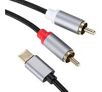 Greluma Cable de audio USB-C a RCA de 2 m, cable divisor macho tipo C a 2 RCA macho para teléfono, computadora portátil, tableta, cine en casa, DVD, amplificador, altavoz, estéreo de automóvil